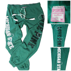 Y2k Victoria's Secret PINK Joggers M Favorite Sweatpants Michigan State vtg 2009